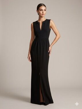 RAOUL black 100% silk long sleeveless embellished maxi formal cocktail dress 2